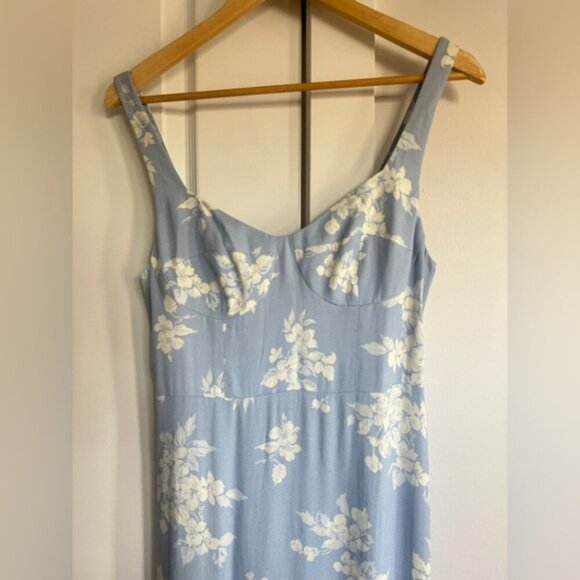 NEW Reformation Reverie Long Dress Bijou Light Blue Floral | size 4 - Picture 10 of 16